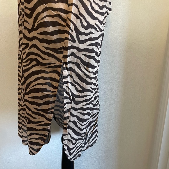 J. Crew Swingy Organic Cotton-voile Beach Dress Zebra Stripe Sleeveless Pullover - Picture 5 of 15